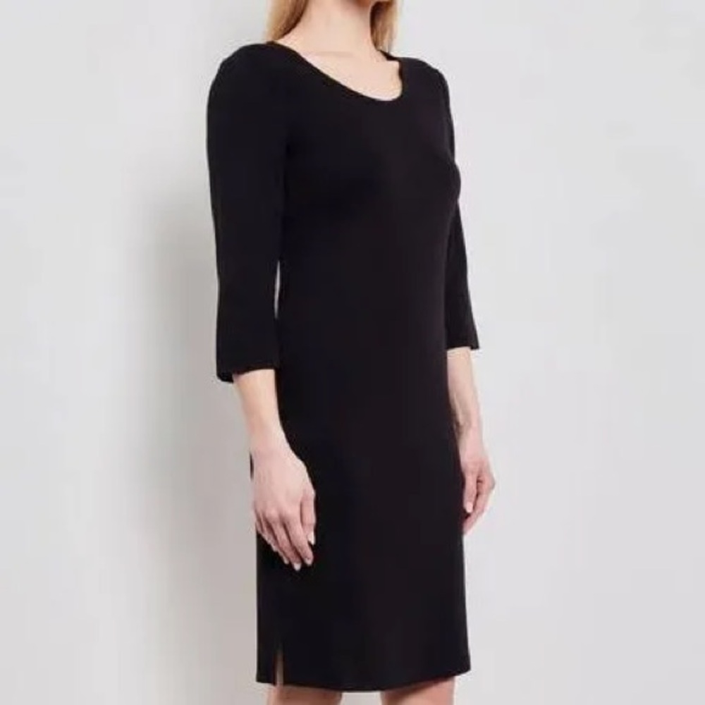 Claudia Cordic Woman’s 3/4 Sleeve Midi Dress Size 12 Black with Lining
